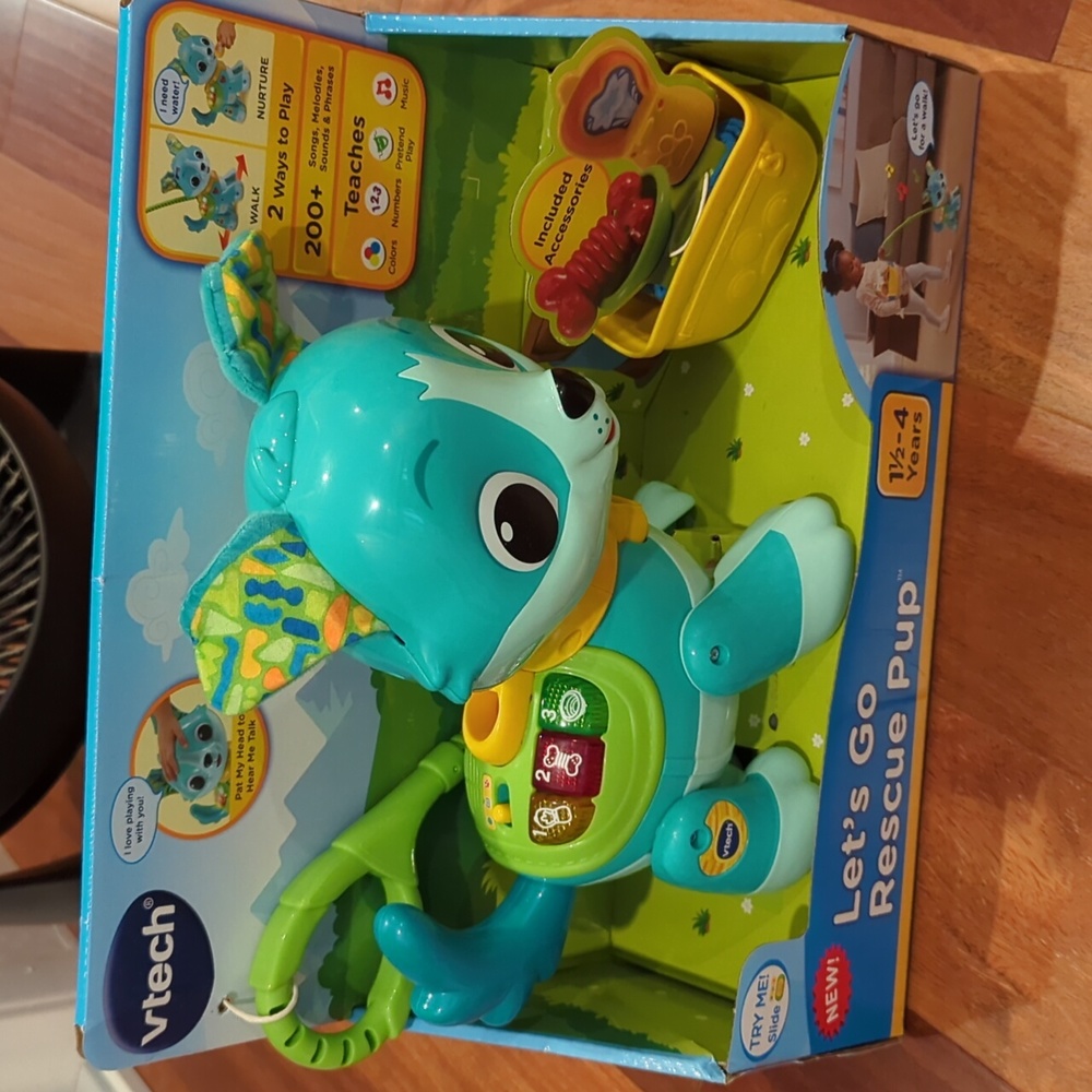 NIB VTech Let’s Go Rescue Pup, Teal